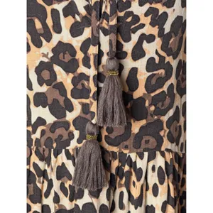 Especia Palmar Leopard Dress Women Small Brown Tassel Tiered Mini Animal‎ Anthro thumbnail 8