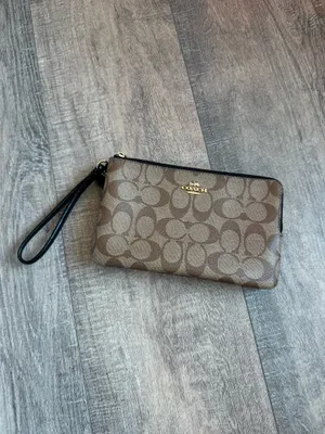 Coach Signature Coated Canvas Double Zip Wristlet thumbnail 2