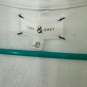 Lou & Grey Size XS Sweater White 3/4 Sleeve Asymmetrical Open Front‎ Cardigan thumbnail 5