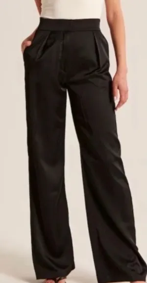 Abercrombie and Fitch High Rise Tailored Satin Pant Sz 24 S thumbnail 1