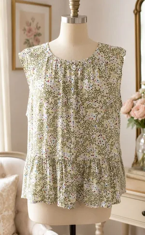 Caslon Whimsical Peplum‎ Top Playful Artsy Boutique Blouse Womens Size Large thumbnail 1
