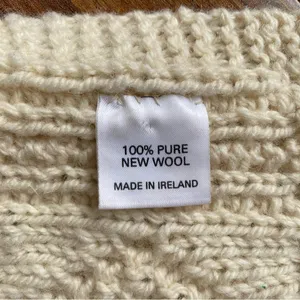 100% Merino Wool Aran Style Cable Knit Fringe Scarf Made in Ireland thumbnail 2
