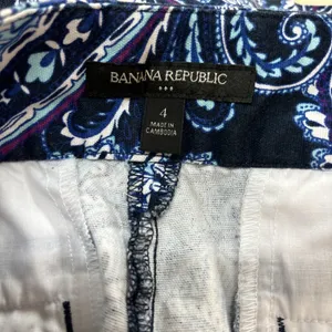 Banana Republic Navy Blue Paisley‎ Cotton Stretch Side Zip Shorts Womens Size 4 thumbnail 7