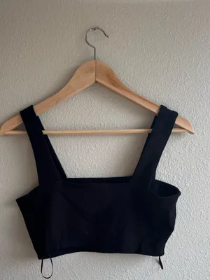 ZARA Black Square Neck Crop Top thumbnail 3