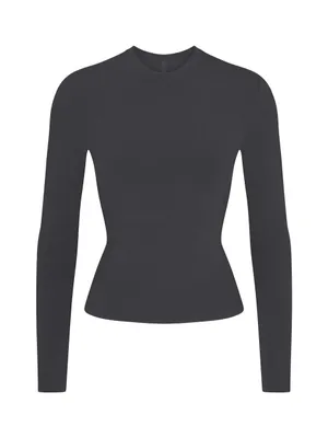 Skims Cotton Jersey Long Sleeve T-Shirt in Soot Size Medium New with tag thumbnail 2