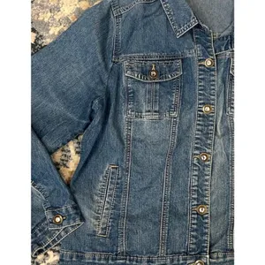 Christopher & Banks Denim Jean Jacket Women’s XL Petite Clear Rhinestone Buttons thumbnail 7
