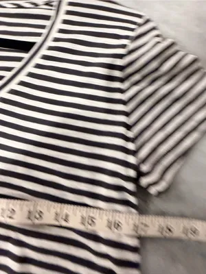 NWOT Madewell Size S Gray Stripe V Neck Short Sleeve Slub Cotton Tee Shirt thumbnail 7