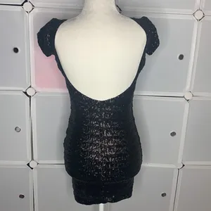 Free People Backstage Fever Black Sequin Mini Dress Size XXS thumbnail 4