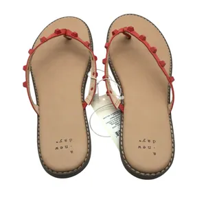 A New Day Womens Sloan Sandals Flip Flops Faux Leather Studded Red Size 6.5 thumbnail 3