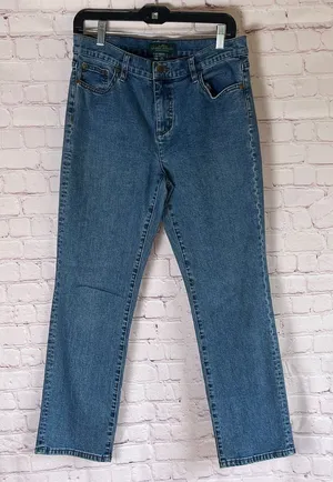 Lauren‎ Ralph Lauren Mid Rise Straight Ankle Blue Jeans Woman’s Size 10 thumbnail 1