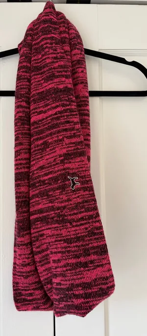 Victoria's Secret PINK black and hot pink marled knit infinity scarf thumbnail 1