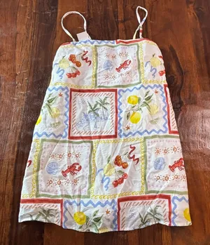 Abercrombie & Fitch Postcard Print Romper Lemon Lobster Tropical Sleeveless thumbnail 1