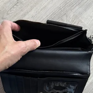 Wilsons Leather Black Mini Bag with Gold Plaque thumbnail 6