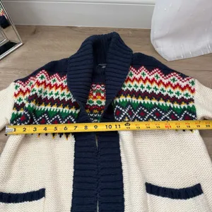 American Eagle Blue and White Holiday Cardigan thumbnail 3