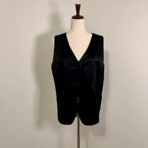 Madewell Black Satin Button Front Vest Sz 12 thumbnail 2