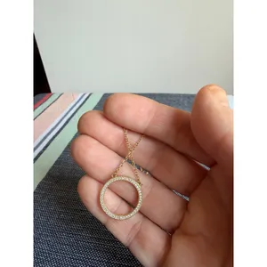 Adornia Swarovski Crystal Circle Pendant Necklace 14K Gold Plate thumbnail 8