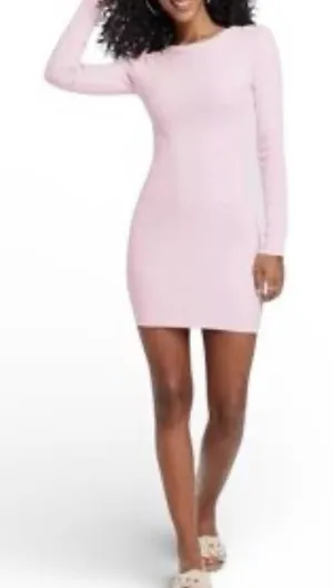 Universal Thread Pink Ribbed Long Sleeve Mini Bodycon Dress Womens Medium‎ thumbnail 1