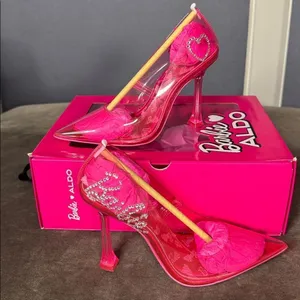 Barbie x ALDO Barbiestessy Collection Pink Translucent Pointed Toe Pumps 7 NEW thumbnail 2