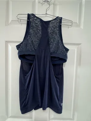 Athleta Menorca Supercharged Tank Top Navy Blue Built-In Shelf Bra thumbnail 3