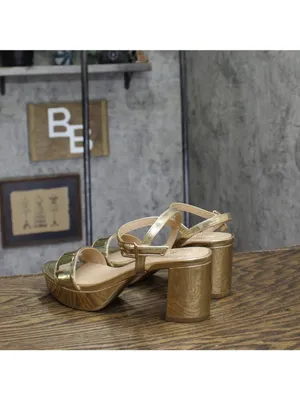 NWT Bandolino Pennie Platform Block Heel Sandals BNPENNIE3 Platino Gold 6M thumbnail 7