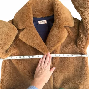 Yves Salomon Meteo Women's Teddy Bear Coat Camel Brown 100% Lamb Shearling Fur thumbnail 10