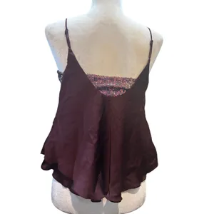 Sequin Cami Top Maroon Sleeveless Party Tank Top thumbnail 5