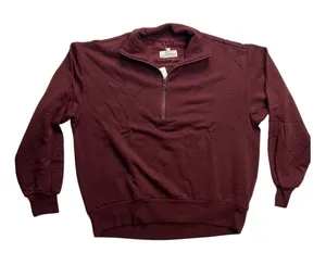 Lou & Grey Nordstrom Signature Soft Plush 1/4‎ Zip Sweatshirt Maroon Burgundy M thumbnail 1
