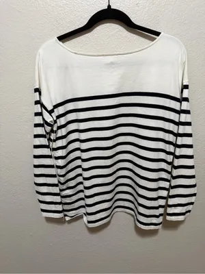 Sézane Noan Marinière Breton Striped Top Medium Cream Navy thumbnail 2