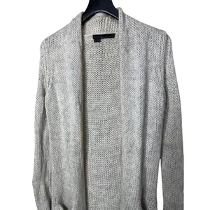 360 Cashmere‎ Wool Blend Open Front Cardigan Oatmeal Grey Chunky Knit Small thumbnail 2