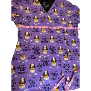 Prints By Maevn Scrubs Halloween Dogs Vet Women Size XS Uniform Medical thumbnail 7