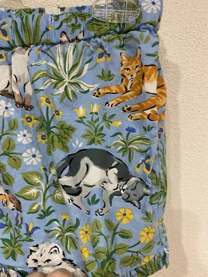 Printfresh Sleep Shorts Womens 2XS Blue Cat Floral Ruffle Drawstring Pajama thumbnail 3