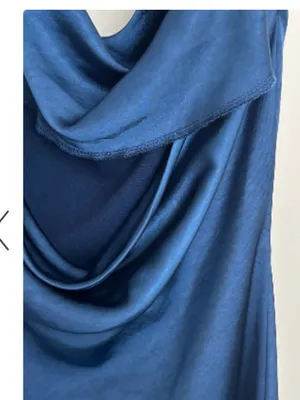 Altar’d State mini Navy Blue, satiny fabric, Cowl Neck Dress Sz XXS thumbnail 4