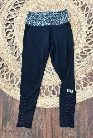 PINK - Victoria's Secret Leggings Size Med Grey Cheetah Print thumbnail 1