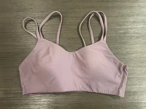 lululemon lilac double-strap ribbed sports bra thumbnail 1
