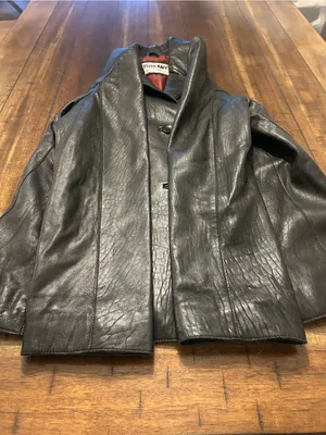 Tuskany Womens XXL Genuine Leather Blazer Jacket Black Y2K Fitted thumbnail 8