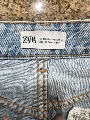 Zara TRF High Waist Wide Leg Distressed Jeans Raw Hem Light Wash US 6 EUC thumbnail 4