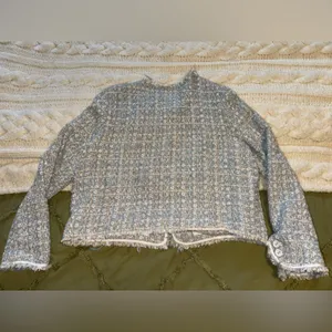 Olivaceous Blue and White Tweed Blazer thumbnail 3