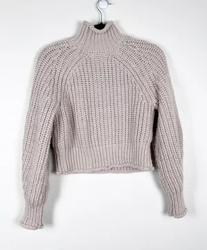 H&M Women's Knit Mock Neck Pullover Sweater Beige Sz XS thumbnail 1