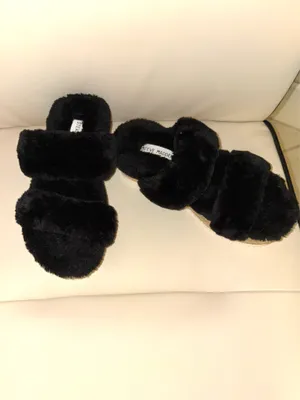 Steven By Steve Madden black faux leather platform slippers, specifically the Katana model, size 7 thumbnail 3