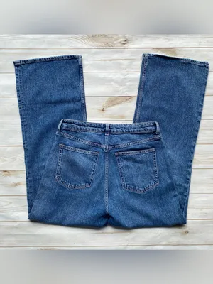H&M high waist wide leg medium stone wash denim jeans Classic comfy fall winter thumbnail 3