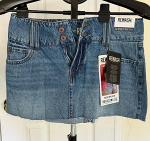 Rewash Juniors Blue Denim Mini Skirt Size 3 thumbnail 1