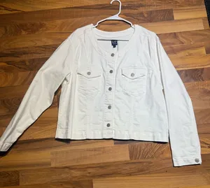 🌸GAP Denim Off-White Snap-Front Jacket thumbnail 1