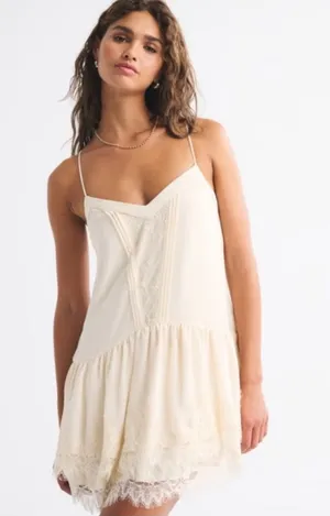 Abercrombie Cream Lace Trim Mini Dress thumbnail 1