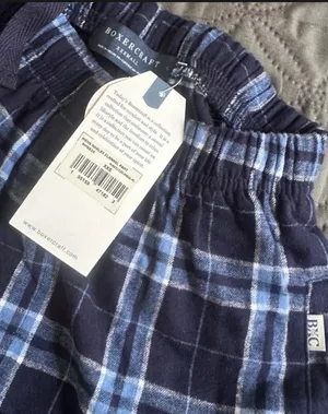 Navy and blue plaid Boxercraft pajama pants in XXS thumbnail 3