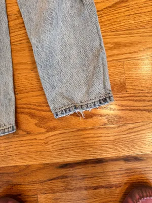 White Fox Straight Leg Denim Jeans Washed Blue M High Rise Waisted thumbnail 8