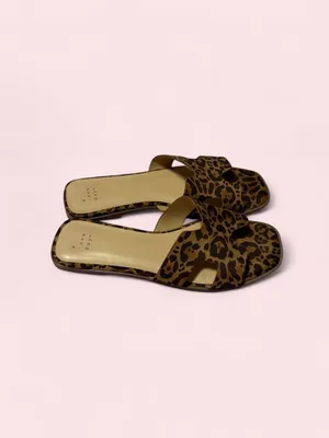a new day Leopard Print Slide Sandals - Brown/Black thumbnail 2