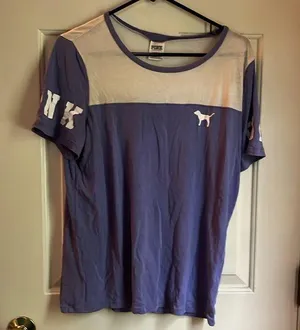 VS Pink lightweight shirt in women’s large purple and white. GUC. thumbnail 1