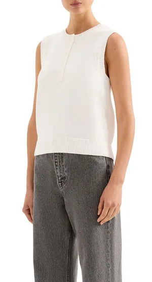 NUDE LUCY Marie Sleeveless Henley Knit Top Size Small thumbnail 1