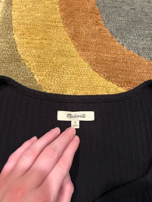 Madewell Like-New Ribbed Sweetheart Top Long Sleeve Shirt Women’s Size Medium thumbnail 3