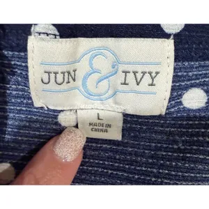 Jun & Ivy Navy Blue & White Polka Dot Sleeveless Mini Dress Size Large thumbnail 6